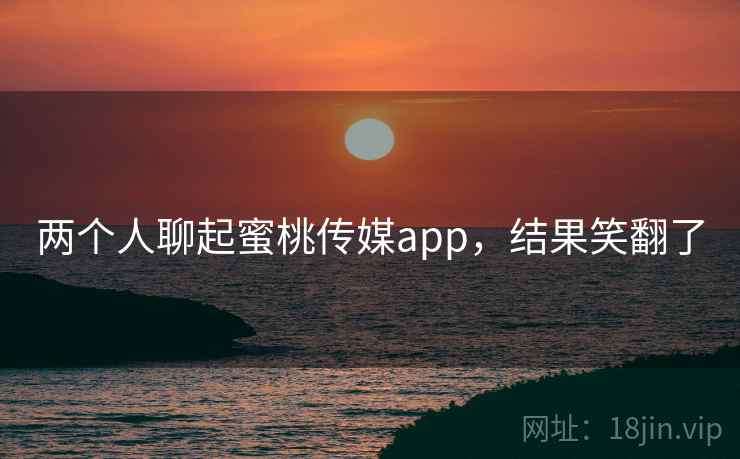 两个人聊起蜜桃传媒app，结果笑翻了